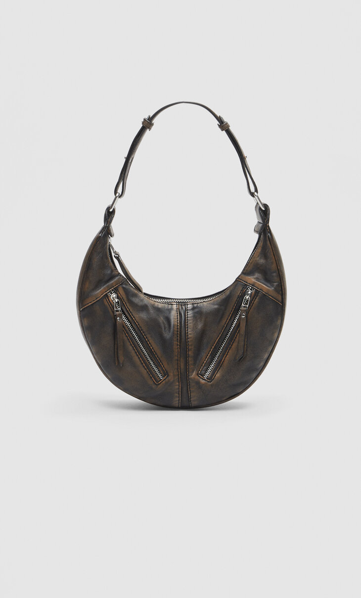 Leather moon bag - Women's See all | Stradivarius United Kingdom
