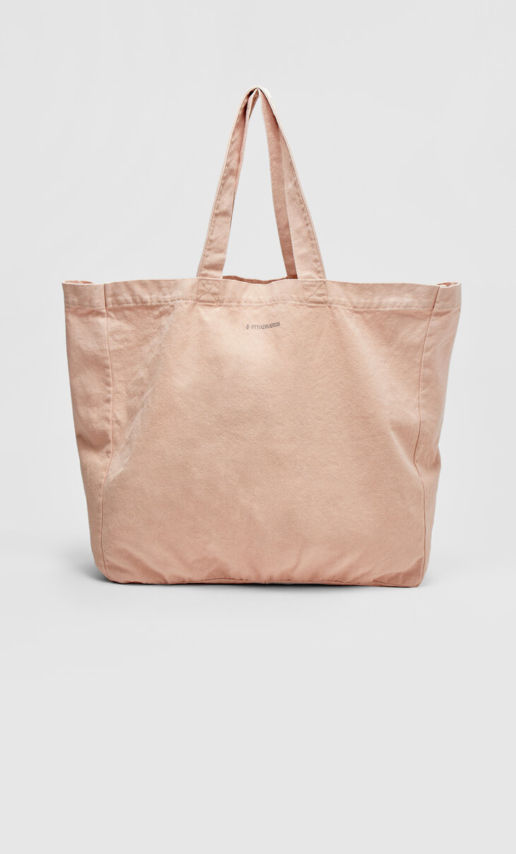 Faded-effect tote bag