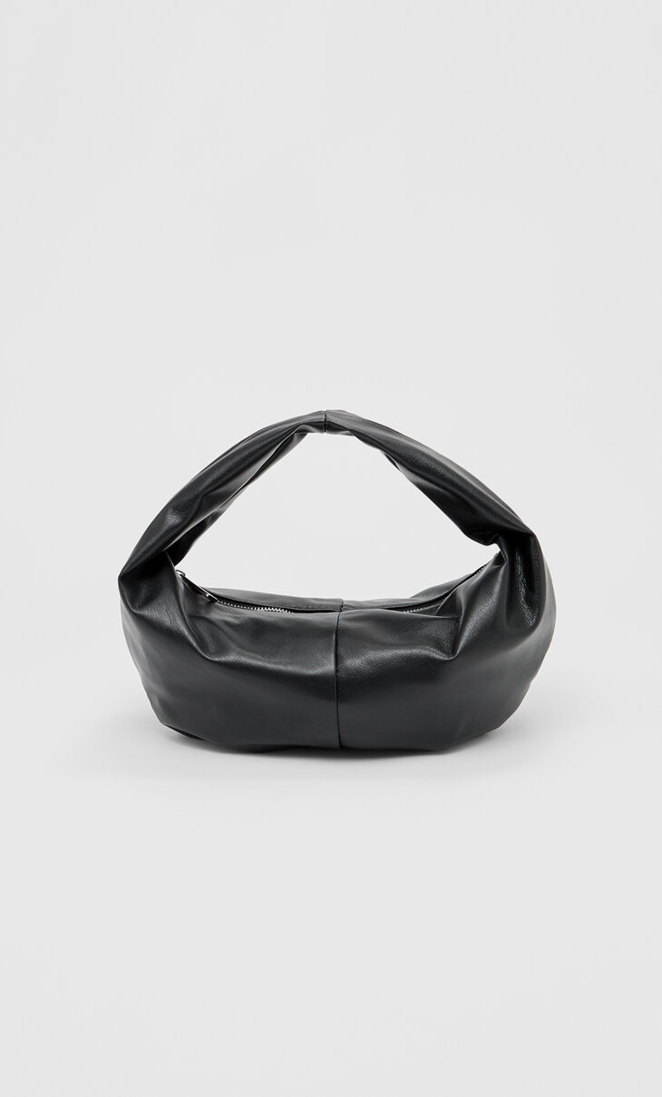 Faux leather half-moon bag