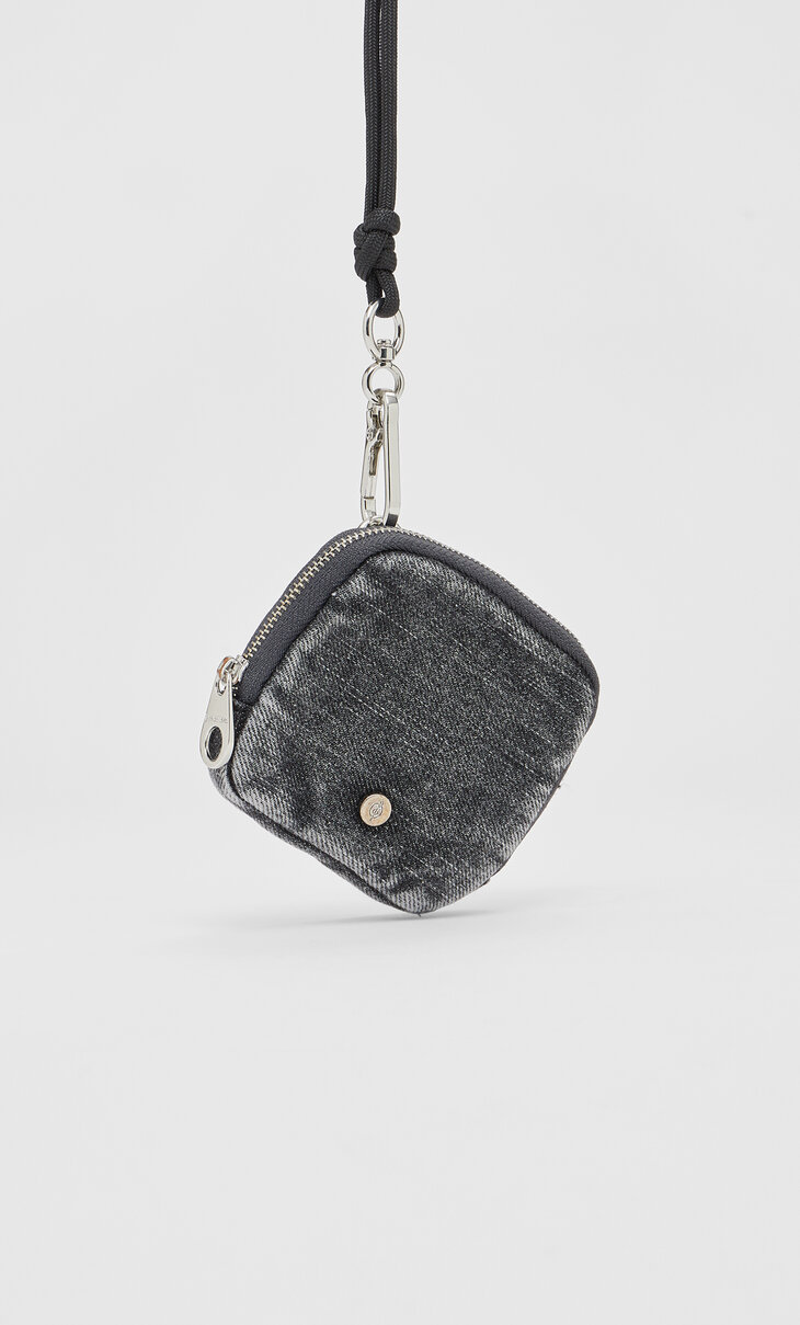 Denim purse with tab