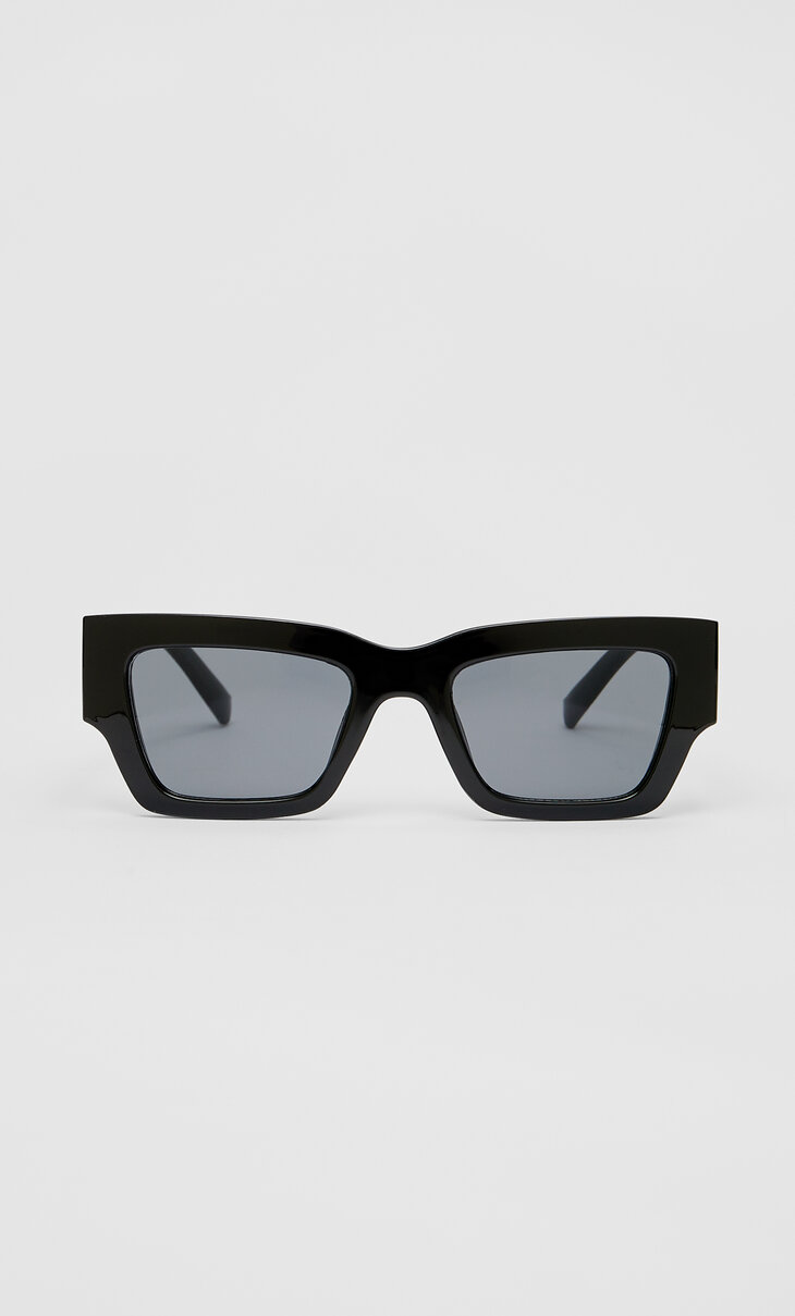 Óculos com armação de massa retangulares