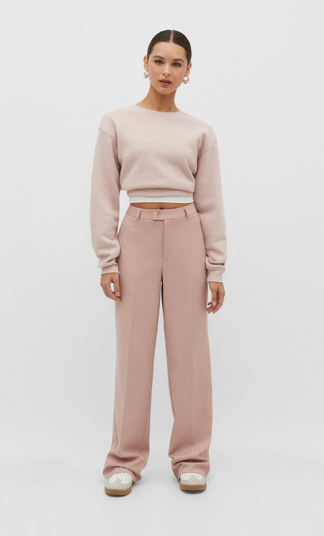 

Stradivarius Straight-Leg-Stoffhose Rosa Nude 42