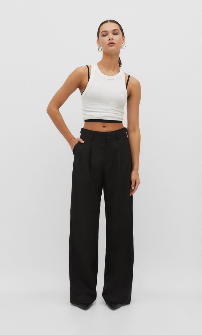 

Stradivarius Stoffhose mit verstellbarem Bund Schwarz 42