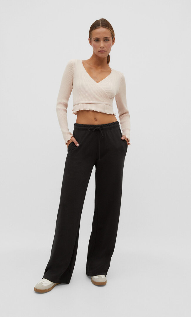 

Stradivarius Wide-Leg-Jogginghose Schwarz XXS