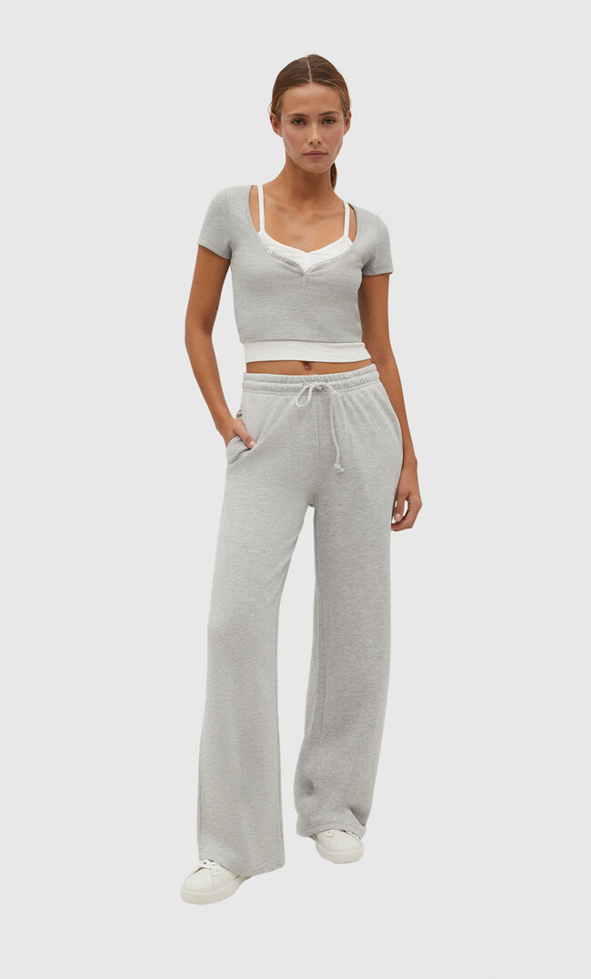 

Stradivarius Wide-Leg-Jogginghose Grau Melange XXS