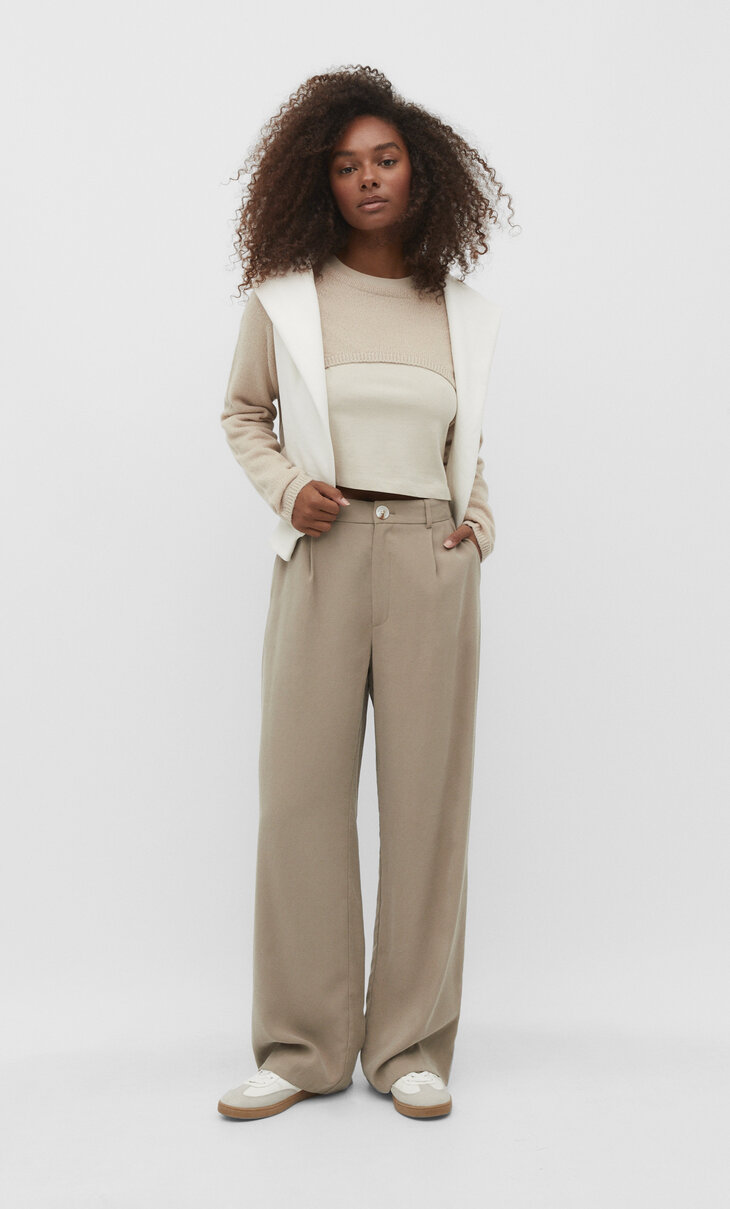 Full-length wide trousers