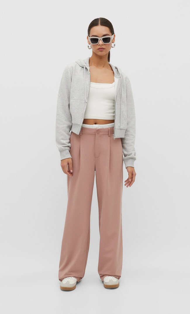 

Stradivarius Straight-Leg-Anzughose Dunkelfuchsia 40