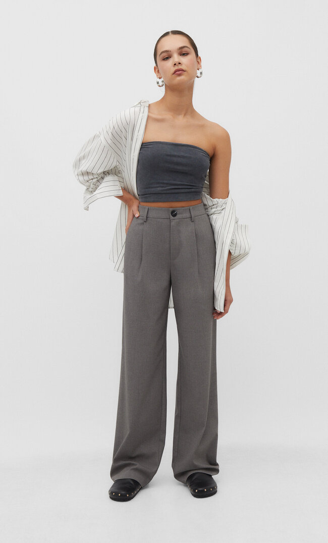 

Stradivarius Straight-Leg-Anzughose Graumeliert 36