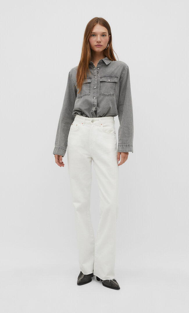 

Stradivarius Straight-Jeans mit Wide-Leg Weiß 32
