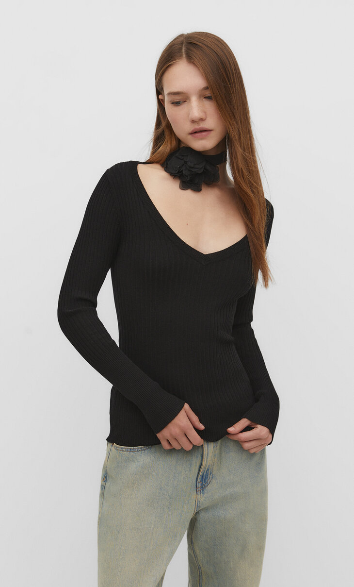 Jersey punto cuello pico