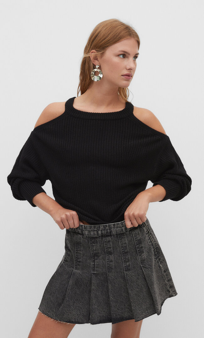 

Stradivarius Strick-Bandeau-Top mit Tuch XS