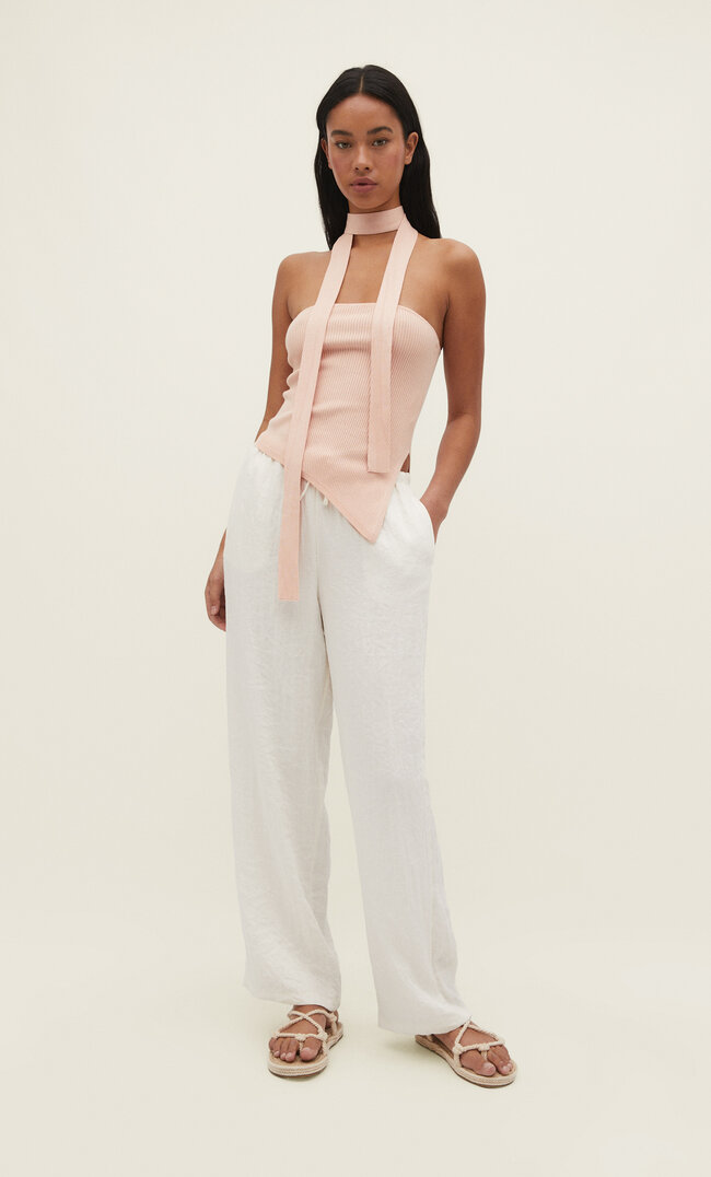 

Stradivarius Strick-Bandeau-Top mit Tuch XS