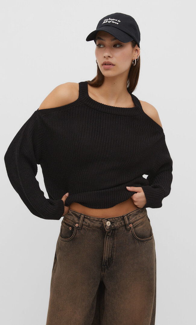 

Stradivarius Pullover mit Cut-Outs an den Schultern Schwarz XL