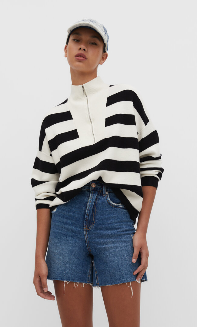 

Stradivarius Strickpullover mit Reißverschluss XS