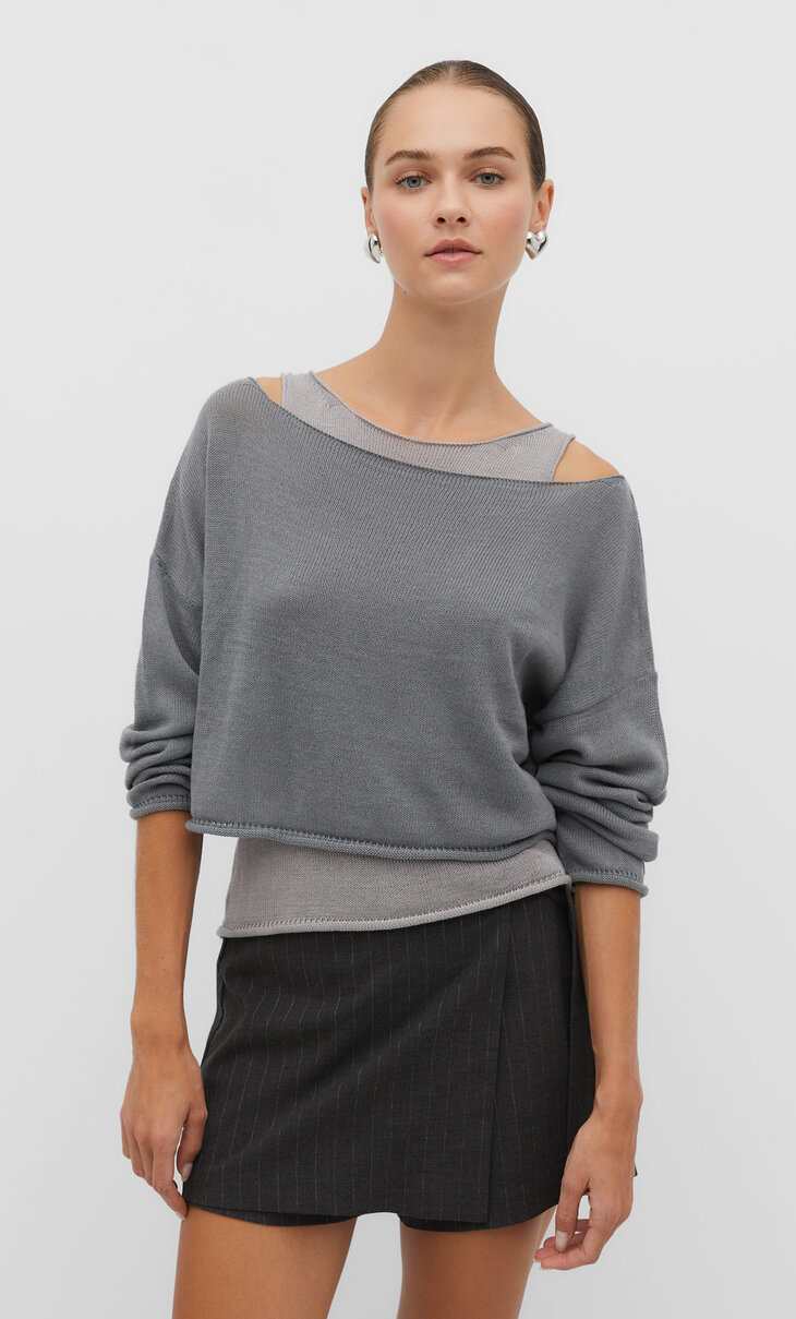 Dubbellaagse tricot top