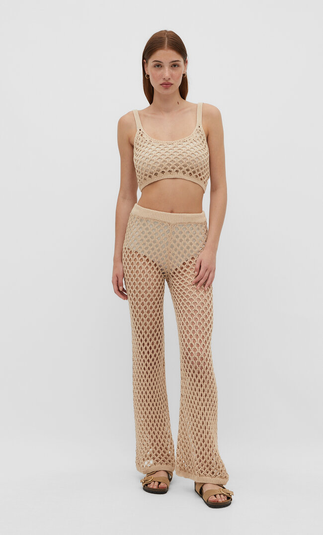 Stradivarius Culotte mit lockerem Strickmuster Steingrau L