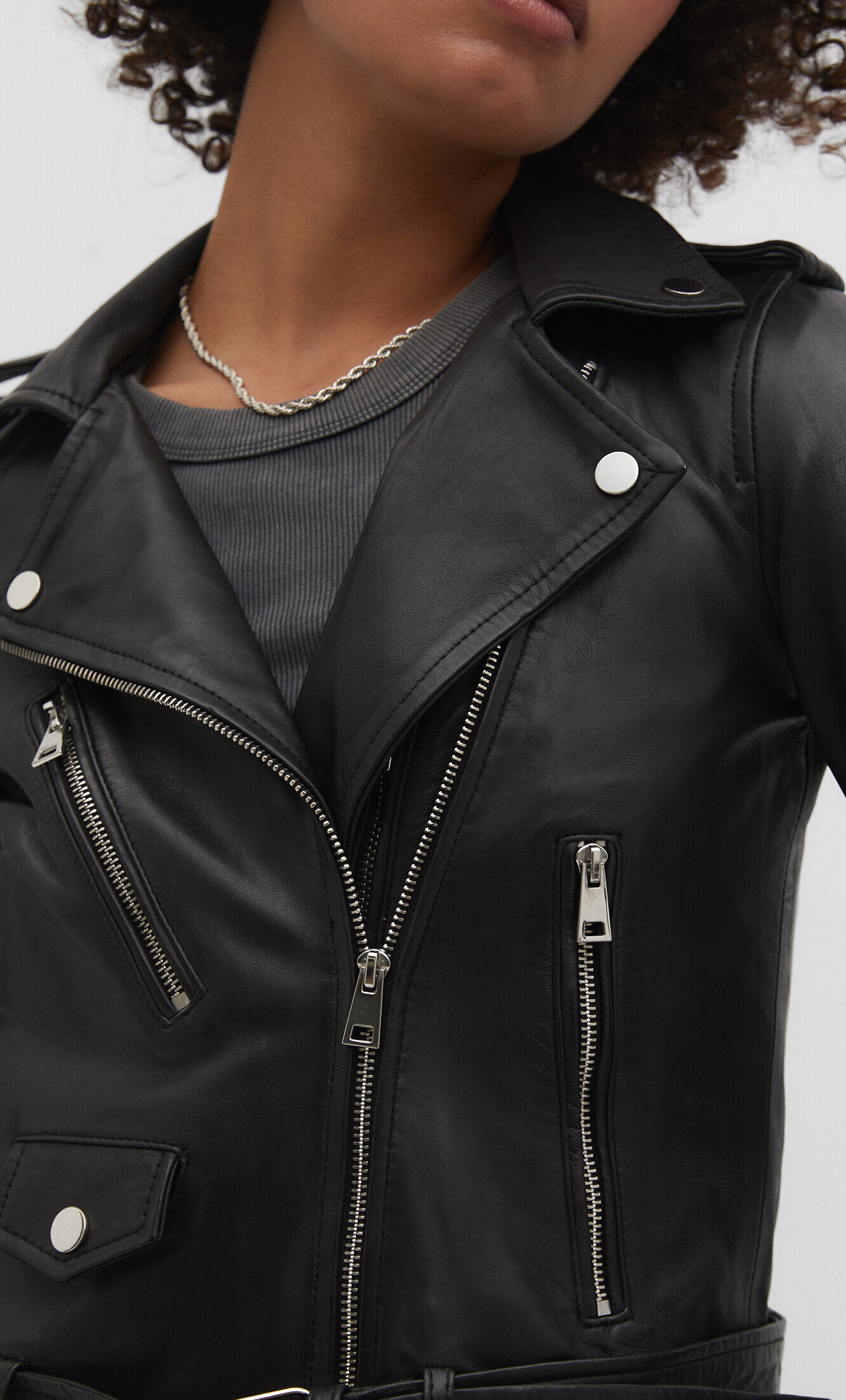 Leather biker jacket