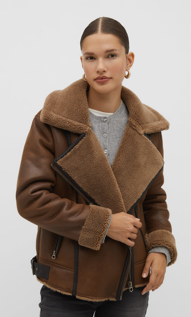 

Stradivarius Doubleface-Bikerjacke Braun M