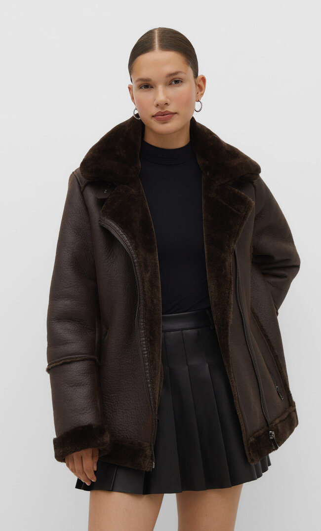 

Stradivarius Doubleface-Bikerjacke Braun S