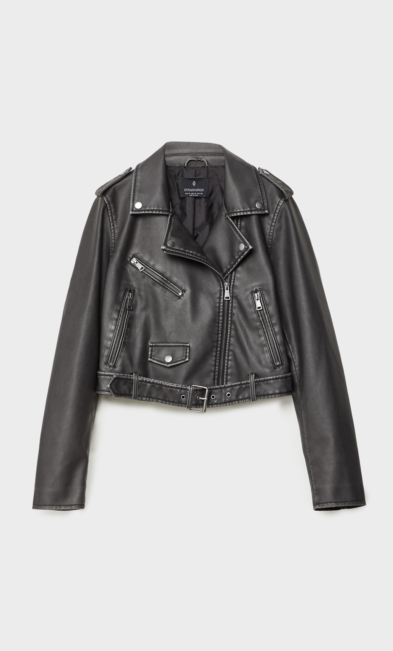 Stradivarius black hotsell leather jacket