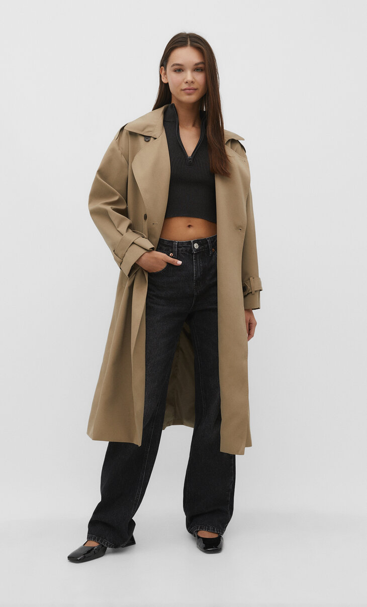 Long flowing lined trench coat