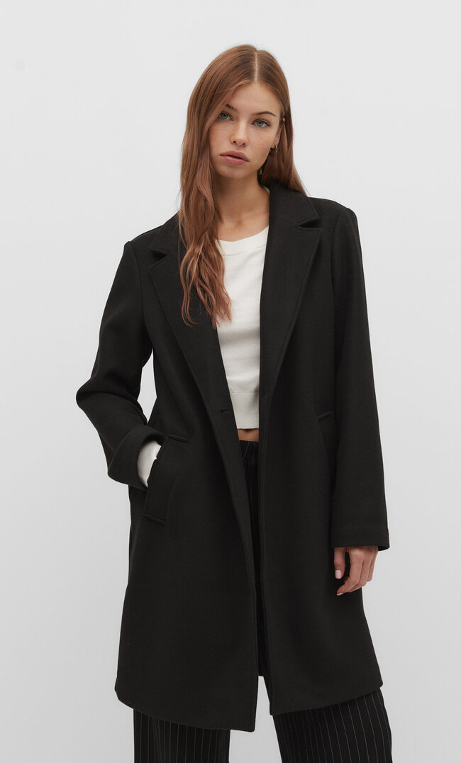 

Stradivarius Aufgerauter Strickmantel Schwarz S
