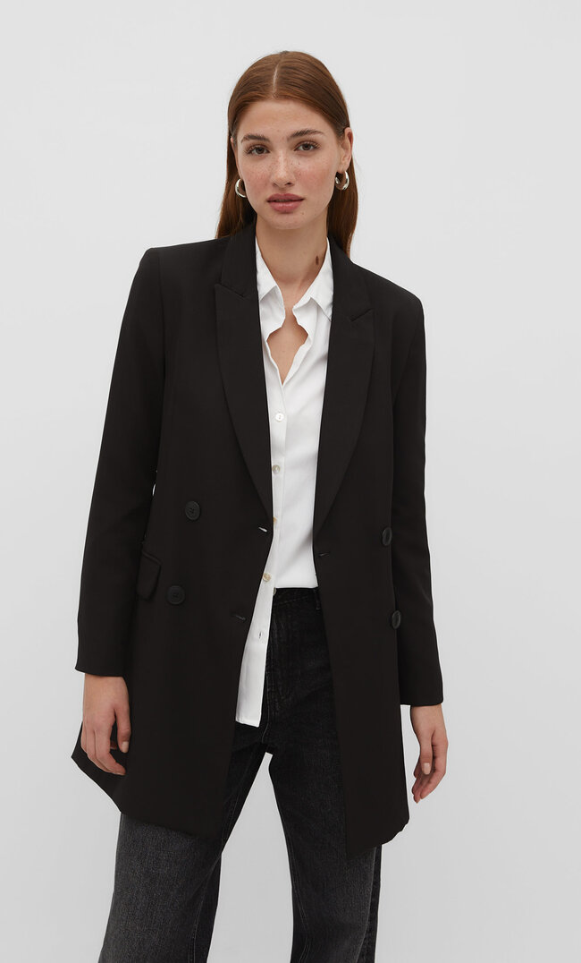 

Stradivarius Langer Blazer Schwarz XS