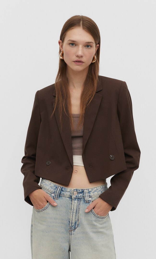 

Stradivarius Cropped-Jackett Braun XL