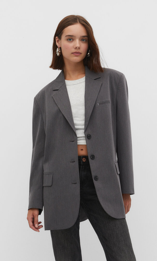 

Stradivarius Oversize-Blazer Graumeliert L