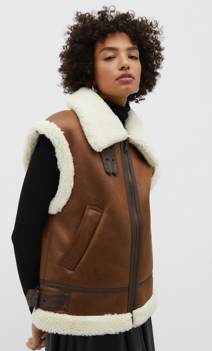 Double-faced faux suede gilet