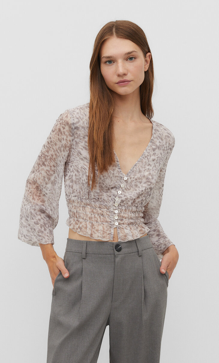 Chiffon blouse met elastiek