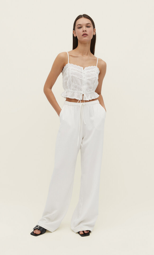

Stradivarius Top ze szwajcarskim haftem Biały L