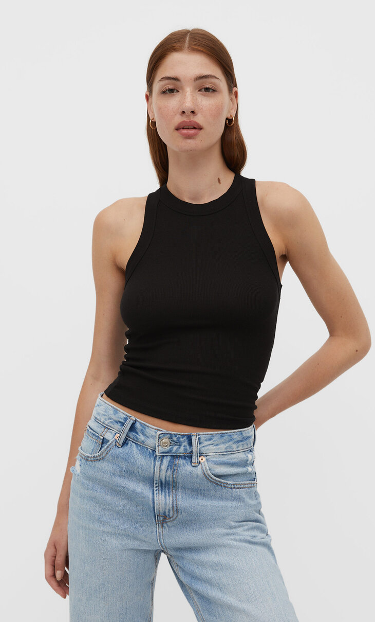 Çapraz askılı kolsuz basic top