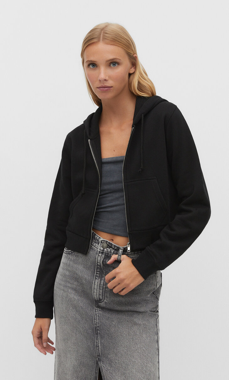 Cropped sweatshirt with zip