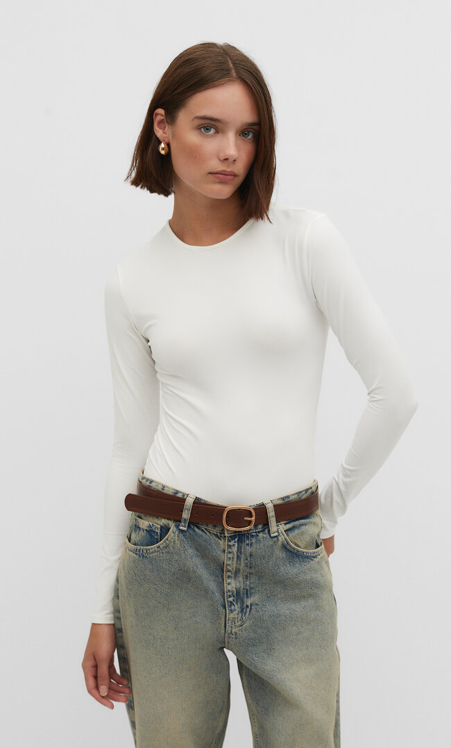 

Stradivarius Body basic z poliamidu Ecru XL