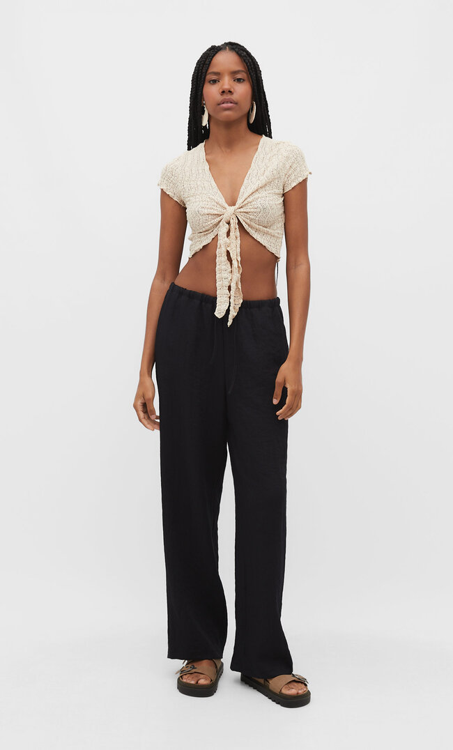 

Stradivarius Bolero mit Spitzenkante Steingrau XL