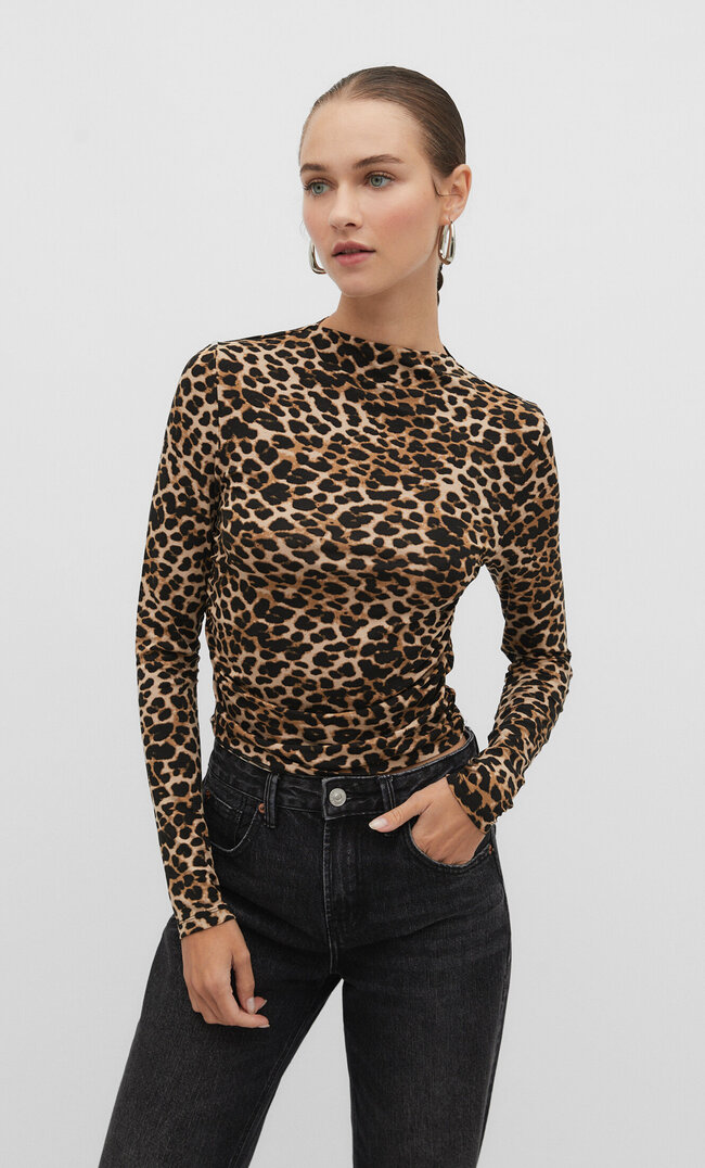 

Stradivarius Shirt aus Viskose Gathering Beige XL