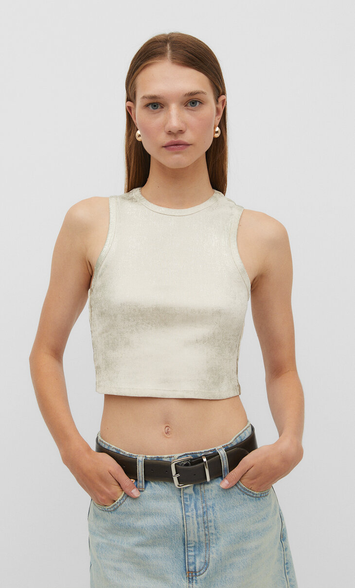 Shimmery racer top