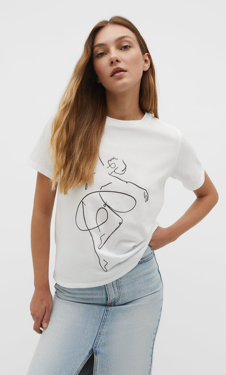 T-shirt ballerina-tryck