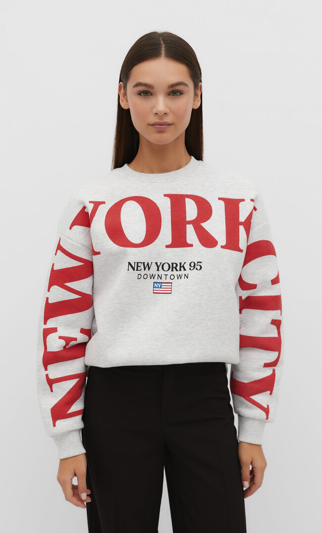 

Stradivarius Bluza z flagą Popielaty XL