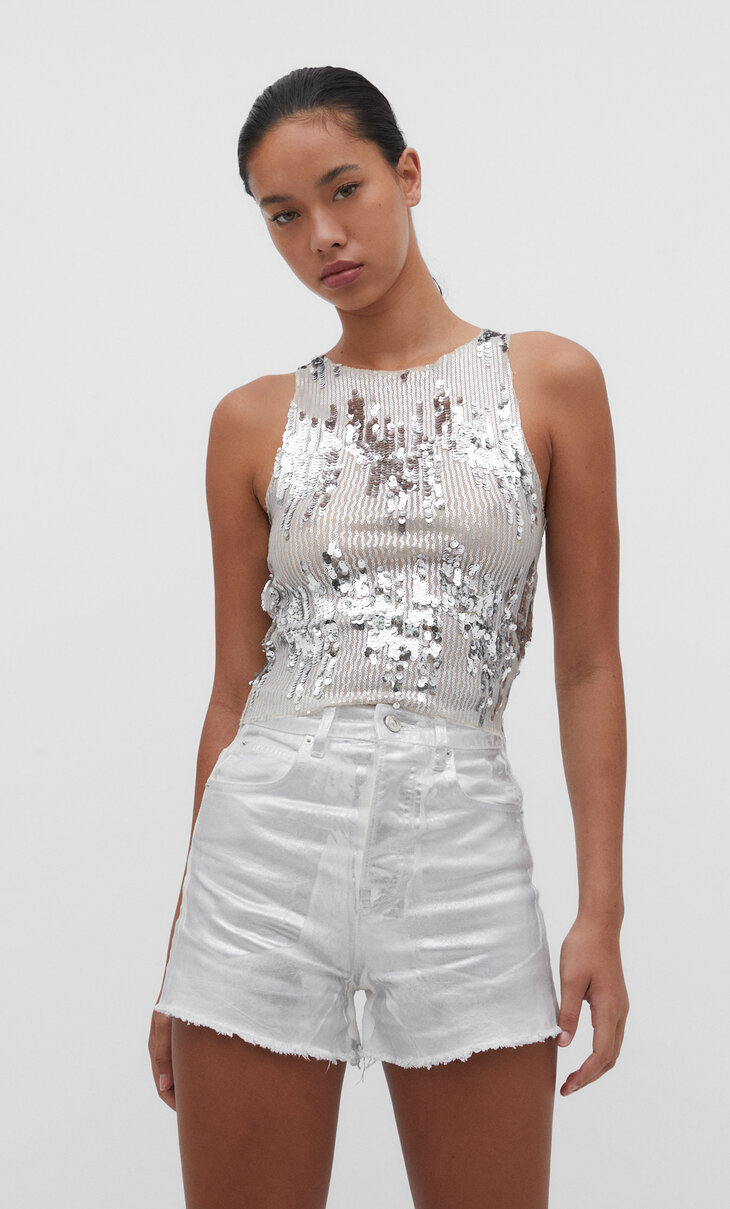 Strappy sequinned top