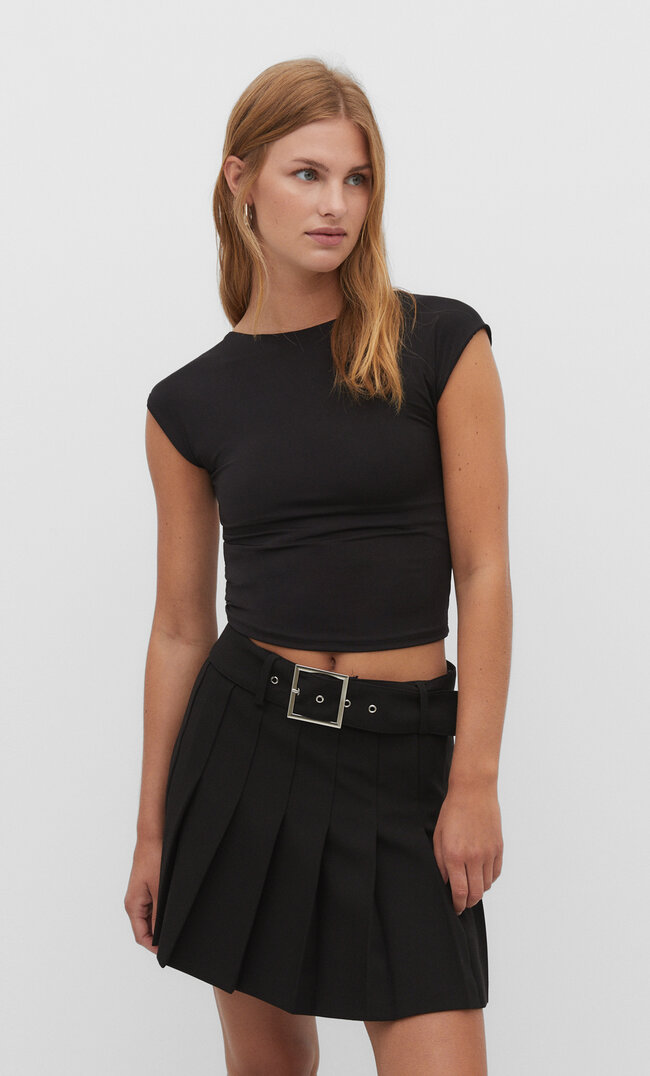 Stradivarius Rückenfreies Shirt Schwarz S