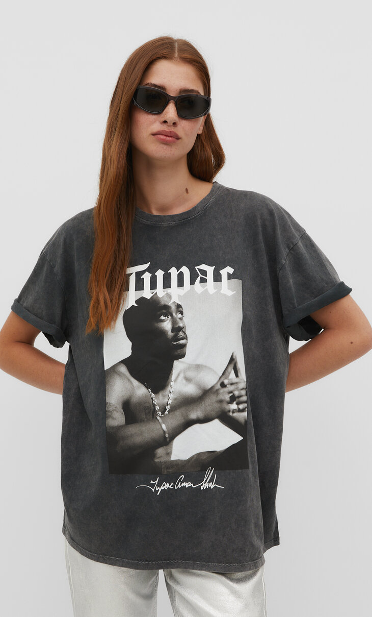 Oversize ležérne tričko Tupac