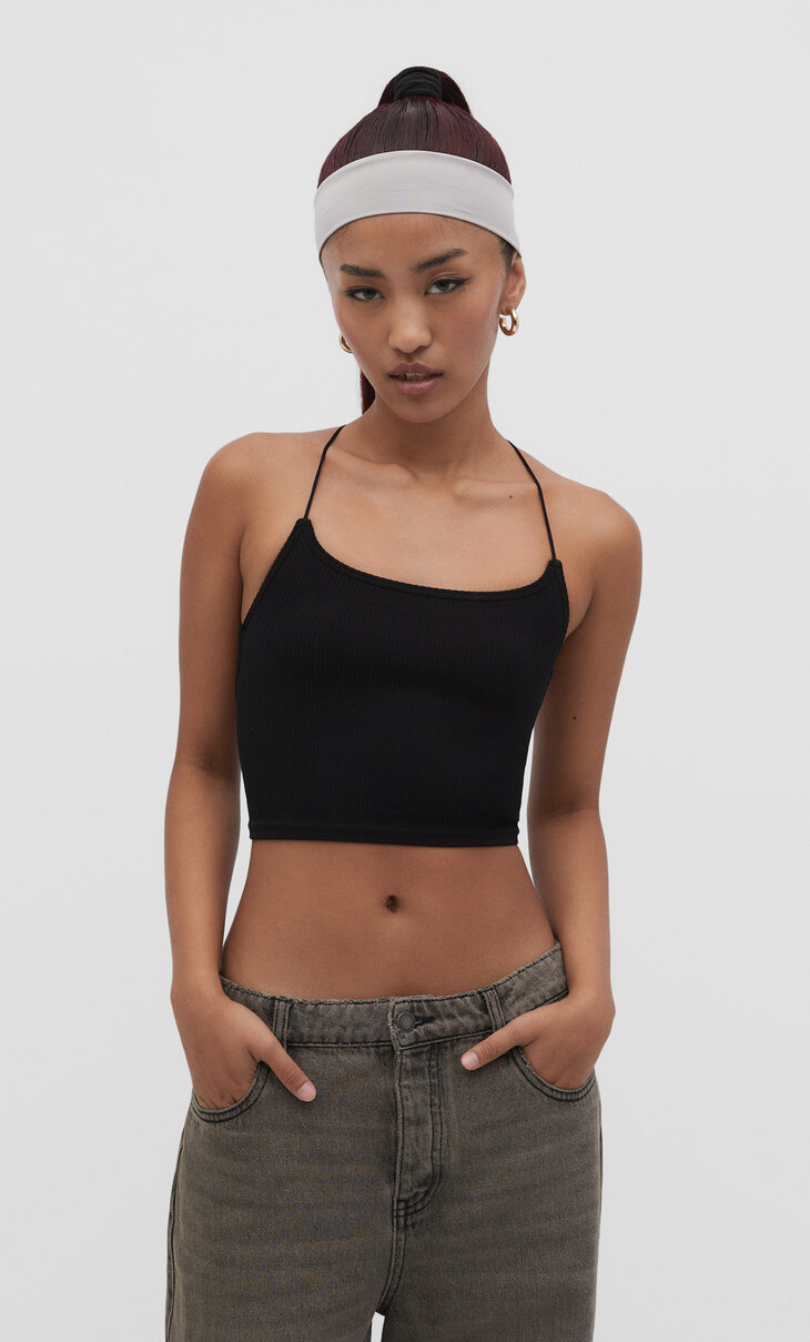 Seamless top with embellished back