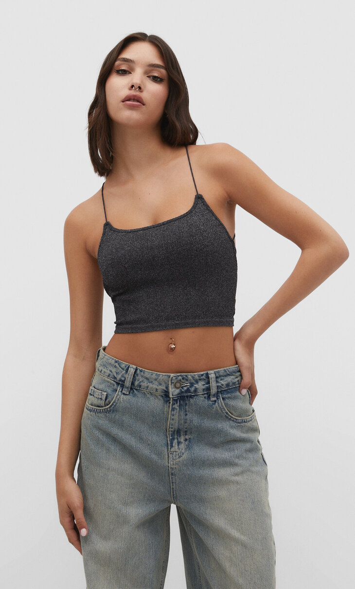 Seamless top with embellished back