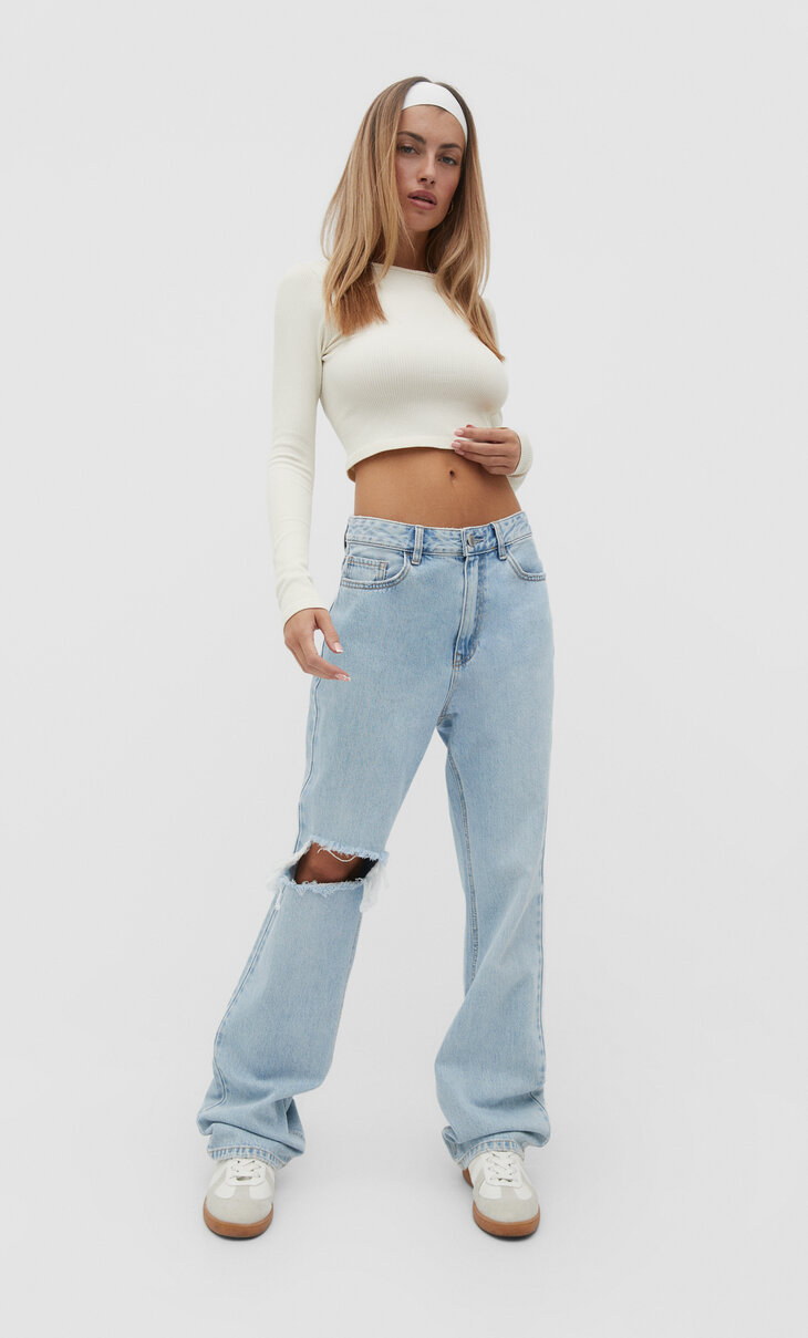 Straight-fit vintage jeans - Women's null | Stradivarius Luxembourg