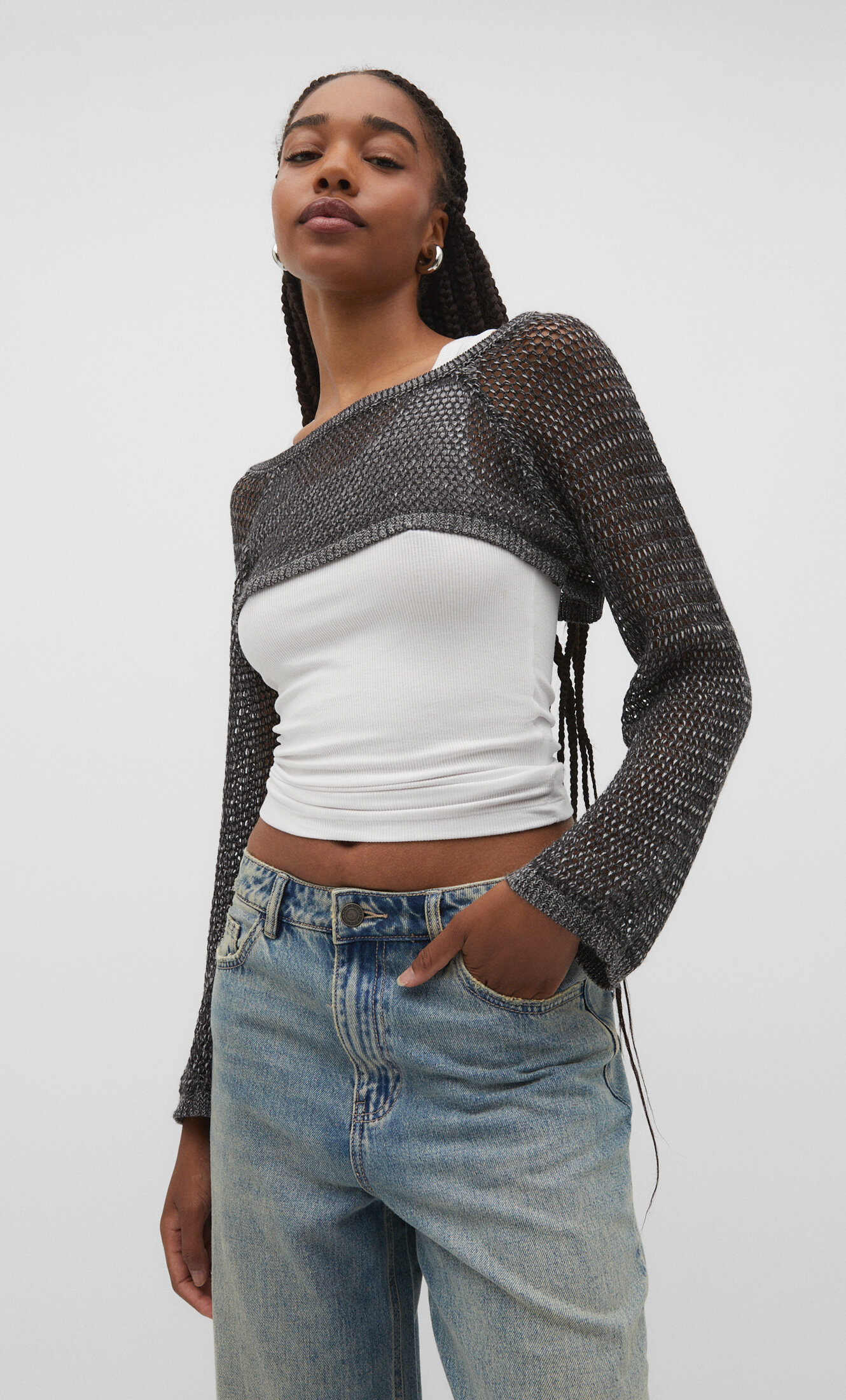 Openwork super crop sweater - Women's fashion | Stradivarius Germany