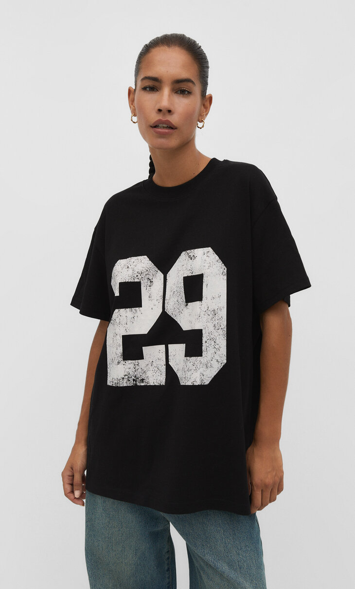 Oversize T-shirt med talprint