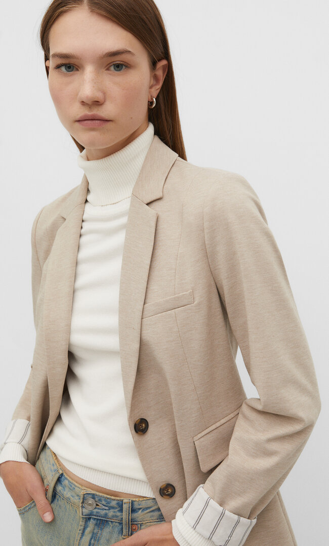 Stradivarius Strickblazer Ecru M