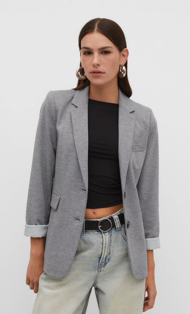 

Stradivarius Strickblazer Grau Melange S